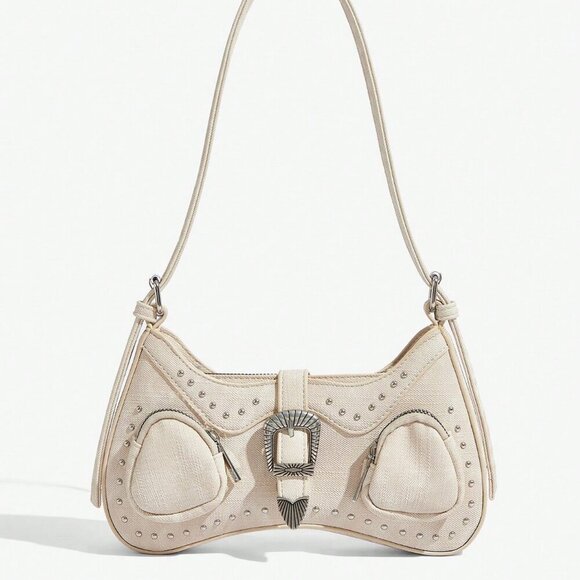 Apricot Women's country western Boho Shoulder Rhinestone Decoration Bag - Picture 2 of 8